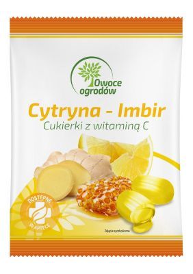 Owoce Ogrodów Cytryna-Imbir - ziołowe cukierki cytryna-imbir i witamina C 50 g