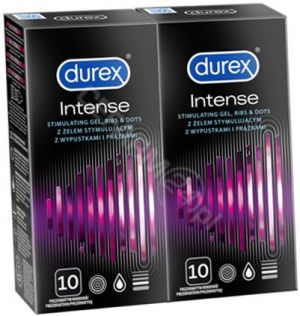 Durex Intense prezerwatywy prążkowane ze stymulującym żelem x 10 szt w dwupaku (2 x 10 szt)