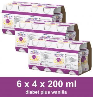 Resource diabet plus wanilia w sześciopaku (6x) 4 x 200 ml