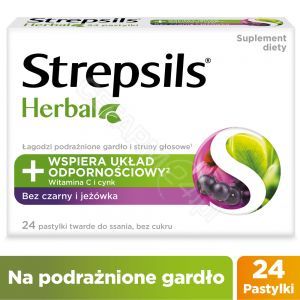 Strepsils Herbal czarny bez i jeżówka na gardło do ssania pastylkix  24 szt