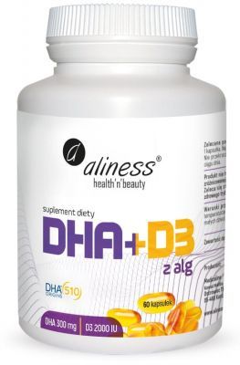 Aliness Omega DHA 300 mg z alg + D3 2000IU x 60 kaps