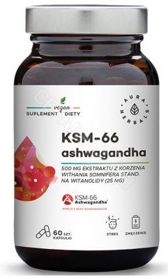Aura Herbals Ashwagandha KSM-66 Korzeń 500 mg x 60 kaps