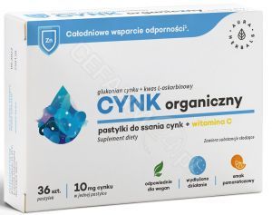 Aura Herbals Cynk organiczny (10 mg) + witamina C x 36 pastylek do ssania