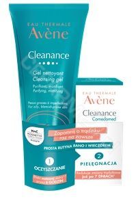 Avene Cleanance promocyjny zestaw - żel oczyszczający do skóry tłustej z niedoskonałościami 200 ml + koncentrat przeciw niedoskonałościom do skóry trądzikowej 30 ml