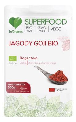 BeOrganic jagody goji BIO w proszku 200g (KRÓTKA DATA)