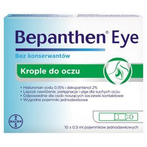 Bepanthen Eye 10 x 0,5 ml - nawilżające krople do suchych oczu