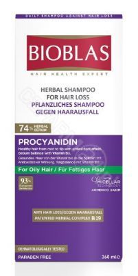 Bioblas ziołowy szampon przeciw wypadaniu do włosów przetłuszczających się (procyjanidyna) 360 ml