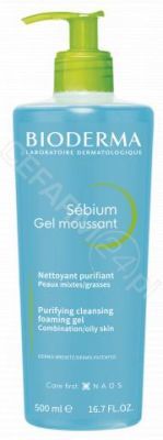 Bioderma Sebium moussant - antybakteryjny żel do mycia twarzy z kompleksem fluidactiv 500 ml + Sebium H2O 100 ml GRATIS!!!