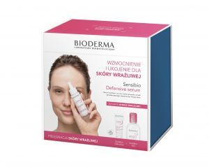 Bioderma Sensibio promocyjny zestaw - płyn micelarny do oczyszczania twarzy i zmywania makijażu 100 ml + łagodzące serum nawilżające 30 ml + krem kojący 40 ml