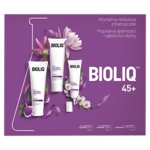 Bioliq promocyjny zestaw 45+ - krem ujędrniająco - wygładzający na dzień 50 ml + krem na noc 50 ml + krem do skóry oczu i ust 15 ml
