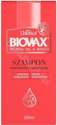 Biovax Opuntia Oil + Mango - szampon intensywnie regenerujący do włosów 200 ml