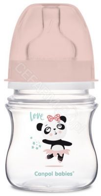 Canpol babies antykolkowa butelka szerokootworowa EasyStart EXOTIC ANIMALS 120 ml (35/220) różowa