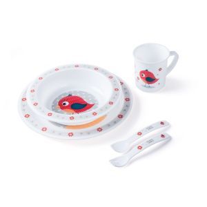 Canpol babies plastikowy zestaw stołowy "Cute Animals" (4/401) czerwony