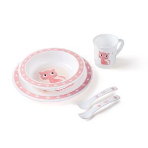 Canpol babies plastikowy zestaw stołowy "Cute Animals" (4/401) różowy