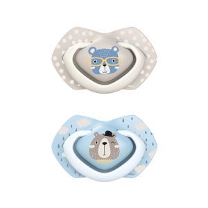 Canpol babies smoczek silikonowy symetryczny BONJOUR PARIS powyżej 18 miesięcy (22/649) x 2 szt (niebieski)