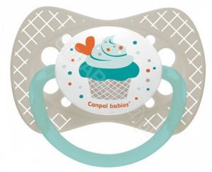 Canpol babies smoczek silikonowy symetryczny "Cupcake" 0-6 miesięcy (23/282) 1 szt (szary)