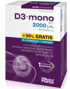 D3 mono 2000 j.m.(witamina d3) x  60 kaps + 30 kaps GRATIS !!!