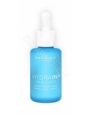 Dermedic Hydrain 3 Hialuro nawadniające serum na twarz, szyję i dekolt 30 ml (butelka z zakraplaczem)
