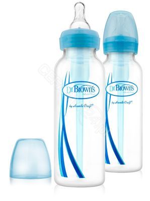 Dr Brown's butelka antykolkowa standardowa OPTIONS (wąska szyjka) 2 x 250 ml duopack (niebieska)