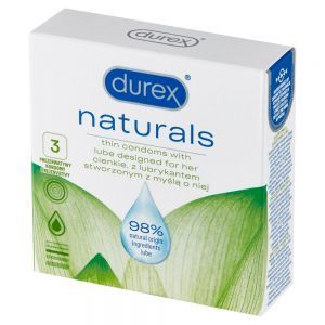 Durex NATURALS cienkie prezerwatywy z lubrykantem stworzone z myślą o niej x 3 szt