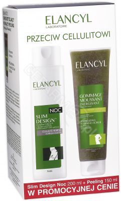 Elancyl promocyjny zestaw - Slim Design noc krem na uporczywy cellulit 200 ml + energetyzujący pieniący peeling 150 ml GRATIS!!!