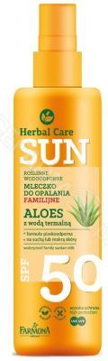 Farmona herbal care SUN SPF50 roślinne wodoodporne mleczko do opalania familijne ALOES z wodą termalną 200 ml
