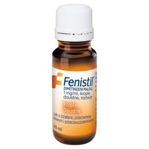 Fenistil Krople doustne Lek o działaniu przeciwhistamionym antyalergicznym 1 mg/ml 20 ml