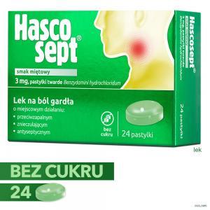 Hascosept 3 mg x 24 pastylki do ssania o smaku miętowym