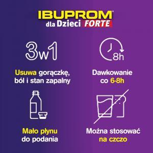 Ibuprom dla dzieci Forte 200 mg/5 ml zawiesina o smaku truskawkowym 150 ml