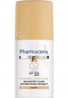 Pharmaceris f - delikatny fluid intensywnie kryjący o przedłużonej trwałości spf 20 sand (02 - piaskowy) 30 ml