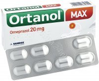 Ortanol max - lek na objawy refluksu, tabletki z omeprazolem 20 mg x 14 kaps dojelitowych