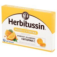 Herbitussin Porost islandzki + witamina C x 12 pastylek do ssania (smak miód i cytryna)