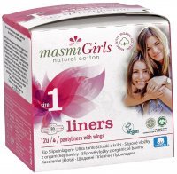 Masmi Girls ultracienkie bawełniane wkładki higieniczne ze skrzydełkami dla nastolatek x 12 szt