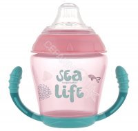 Canpol babies kubek niekapek z miękki silikonowym ustnikiem SEA LIFE różowy 230 ml (56/501)