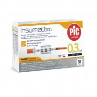 PIC Insumed 0,3 ml 30 G 8 mm strzykawki insulinowe z powiększeniem x 30 szt
