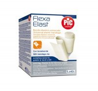 PIC FlexaElast bandaż elastyczny o średnim ucisku 10 cm x 4,5 m ze spinką biały