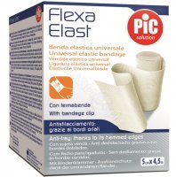 PIC FlexaElast bandaż elastyczny o średnim ucisku 5 cm x 4,5 m ze spinką biały