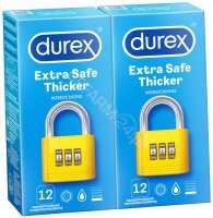 Durex Extra Safe prezerwatywy wzmocnione zwiększona ilość lubrykantu x 12 szt w dwupaku (2 x 12 szt)