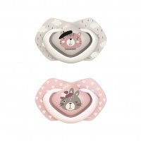Canpol babies smoczek silikonowy symetryczny BONJOUR PARIS 0-6 miesięcy (22/647) x 2 szt (różowy)