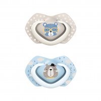 Canpol babies smoczek silikonowy symetryczny BONJOUR PARIS powyżej 18 miesięcy (22/649) x 2 szt (niebieski)