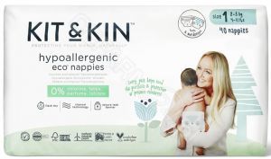 Kit and Kin 1 Mini (2-5 kg) biodegradowalne pieluszki jednorazowe x 40 szt (Lamb/Owl)
