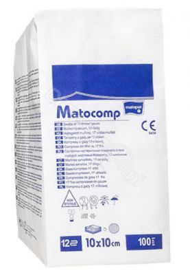 Kompresy bawełniane niejałowe 10x10 cm 17- nitkowe 12-warstwowe x 100 szt (Matocomp)