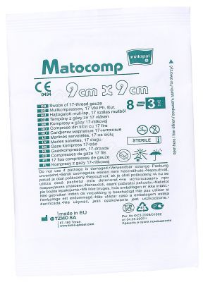 Kompresy gazowe jałowe 17-nitkowe 8-warstwowe 9 x 9 cm x 3 szt (Matocomp)
