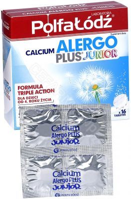 Laboratoria Polfa Łódź Calcium alergo plus Junior x 16 tabl musujących