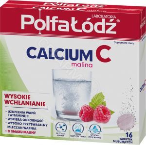 Laboratoria Polfa Łódź Calcium C malina x 16 tabl musujących