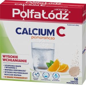 Laboratoria Polfa Łódź Calcium C pomarańcza x 16 tabl musujących