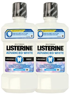 Listerine Advanced White Łagodny smak - płyn do płukania jamy ustnej 2 x 500 ml