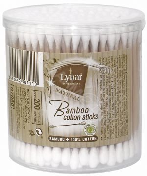 Lybar bambusowe patyczki kosmetyczne x 200 szt (pudełko okrągłe)