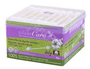 Masmi Silver Care patyczki higieniczne do uszu z organicznej bawełny dla niemowląt i dzieci x 56 szt