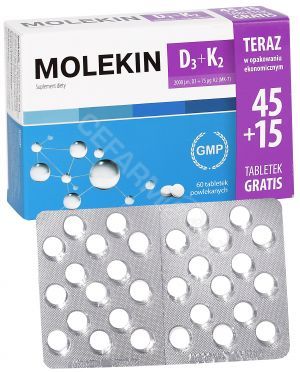 Molekin D3 + K2 x 45 tabl + 15 tabl powlekanych GRATIS